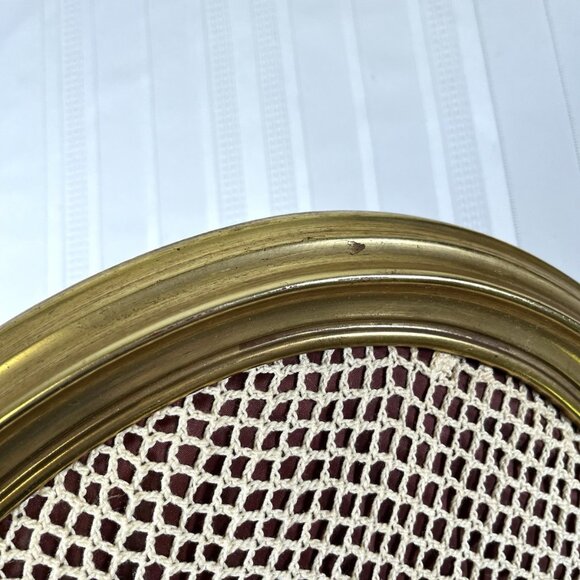 Vintage Crochet Lace Butterfly Wall Art Oval Gold Frame MCM Boho Farmhouse Retro - Picture 5 of 7